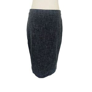 Ann Taylor Pencil Skirt Womens 6 Gray Midi Twill Lined  Zip Straight Career JL23